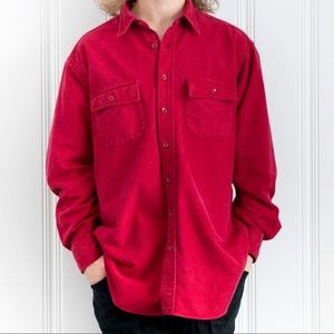 L.L. Bean 100% Cotton Red Chamois Cloth Shirt US 17